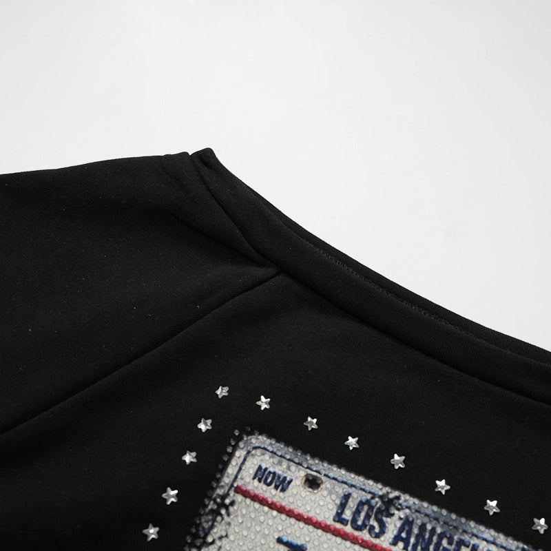 Crop top manches longues Iced Out License Plate-765