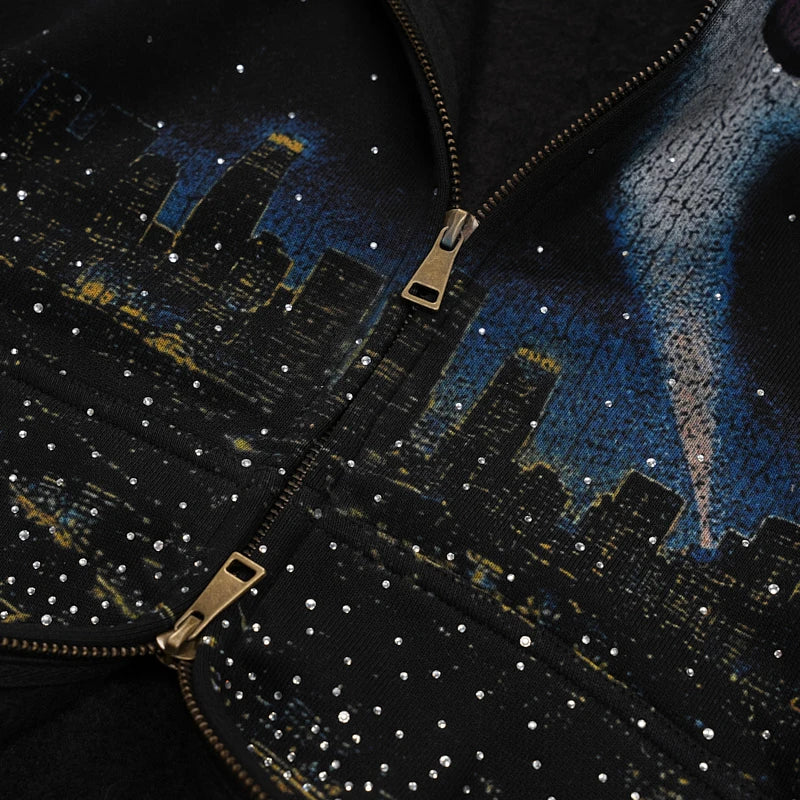 Sweat à capuche zippé L.A. Skyline Iced Out-759
