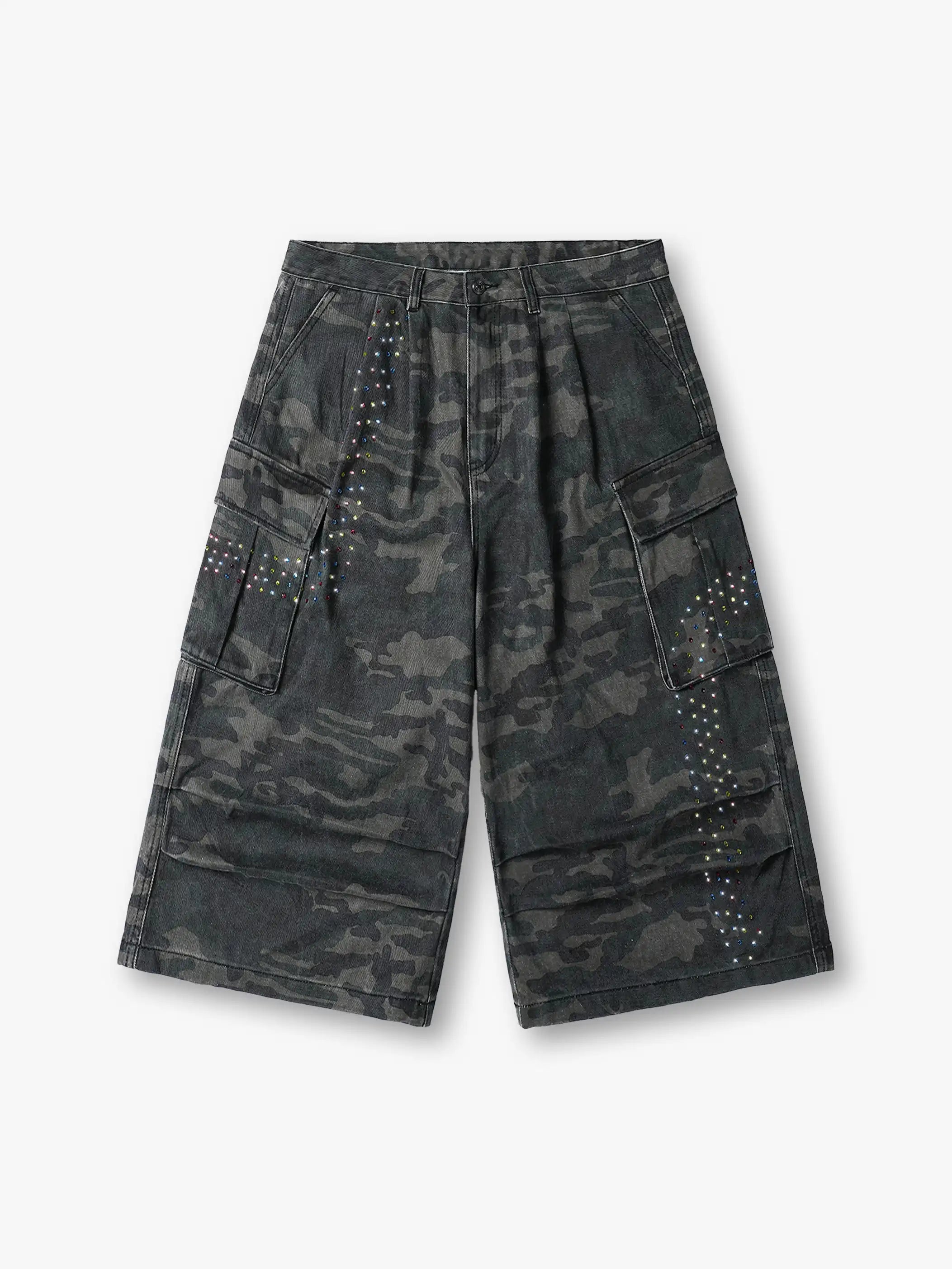 Multicolor Crystal Camouflage Shorts-S1045