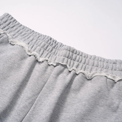 Faded Gothic Text Raw Shorts-736