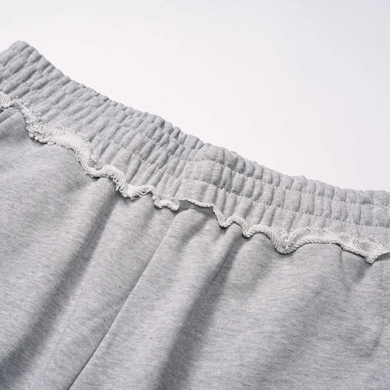 Faded Gothic Text Raw Shorts-736