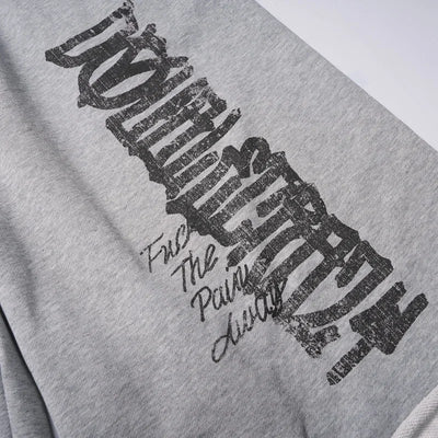 Faded Gothic Text Raw Shorts-736