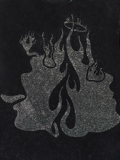 DOUBLECRAZY Flame Two-Faced Man Diamond Distressed Vintage T-shirt