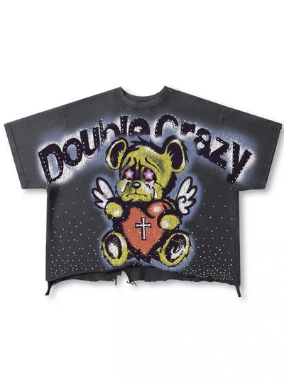 Distressed Grunge Angel Bear Tee-443