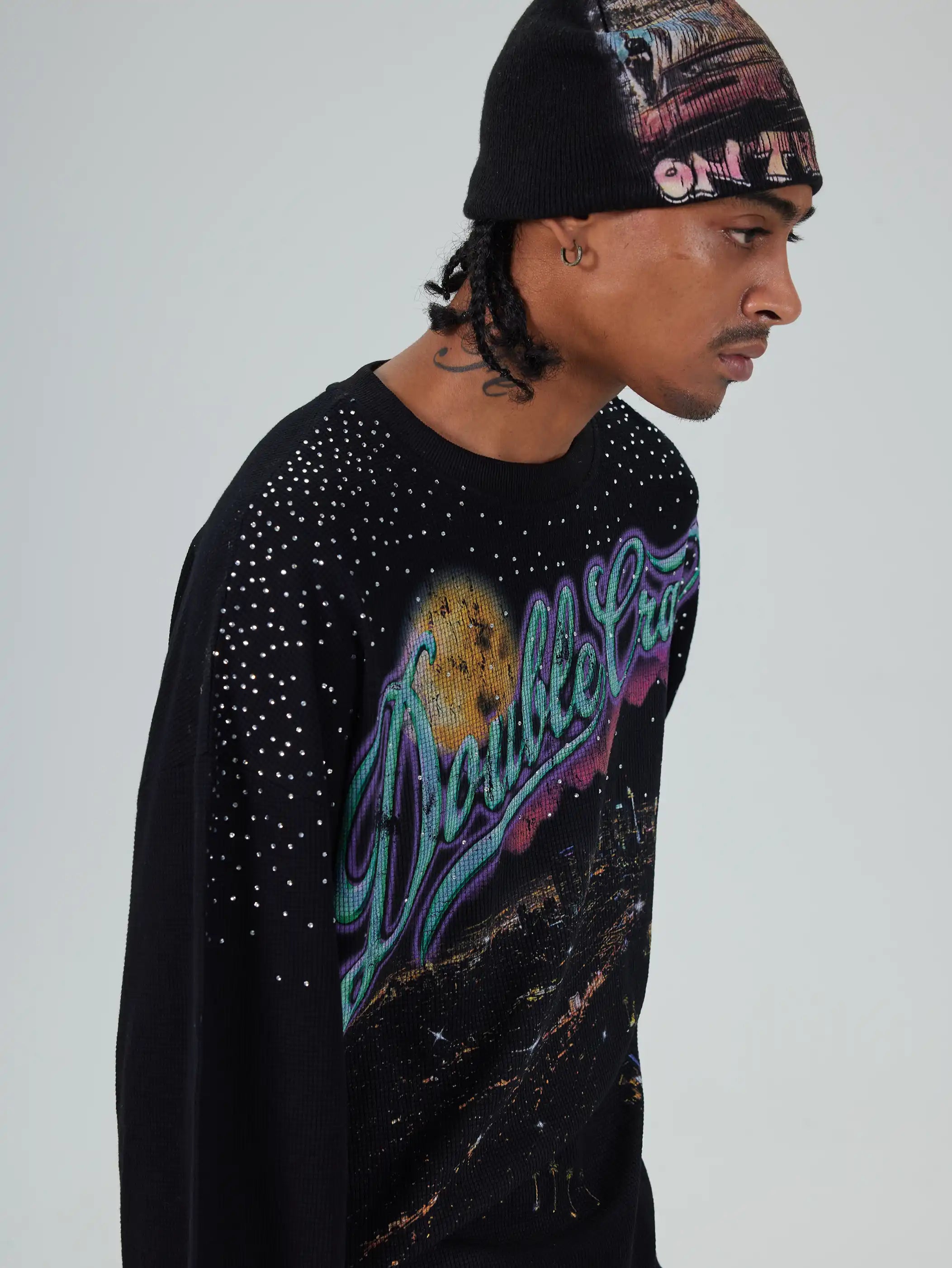 Bling Moon City Distressed L/S-686