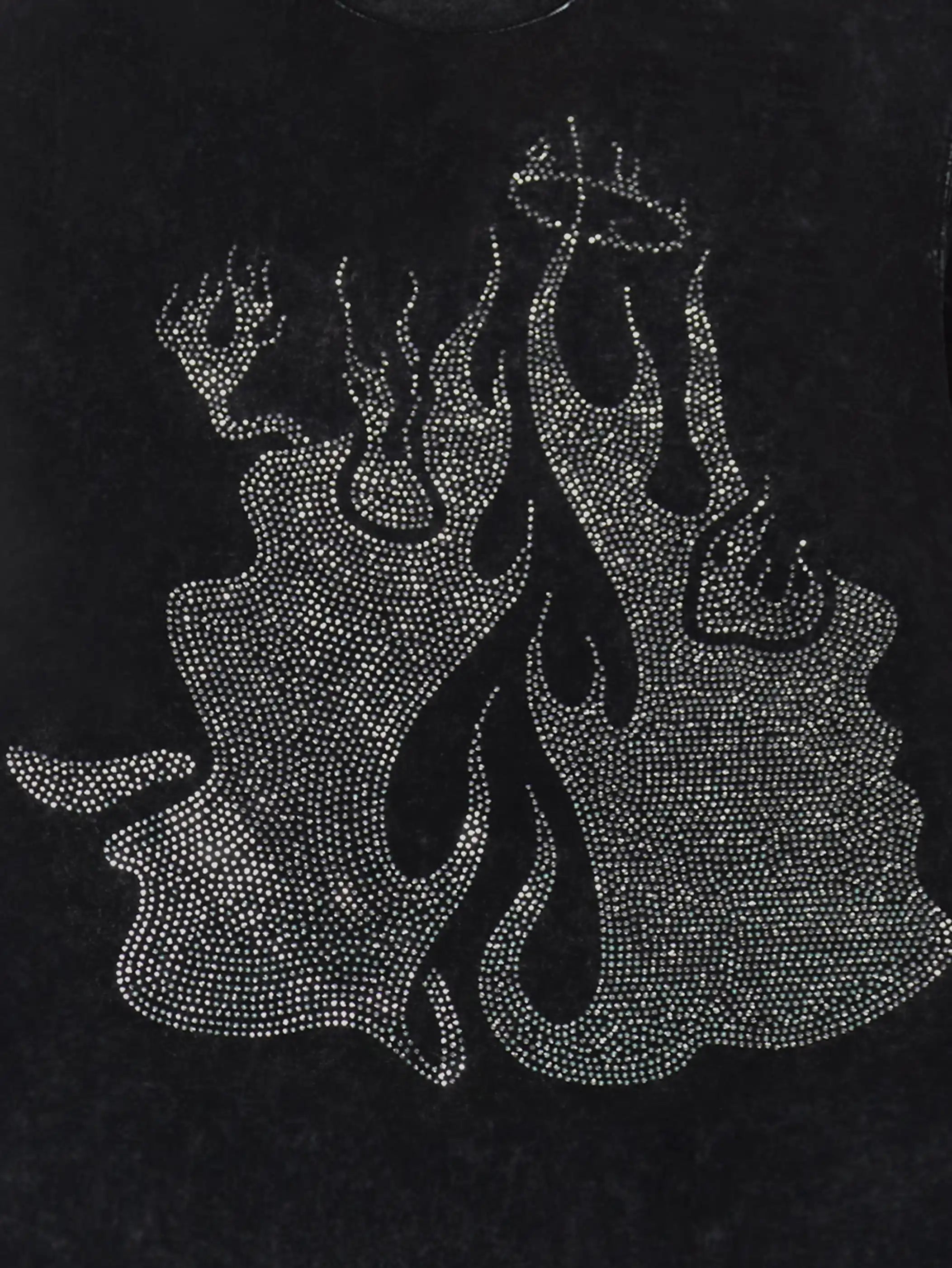 DOUBLECRAZY Flame Two-Faced Man Diamond Distressed Vintage T-shirt-044