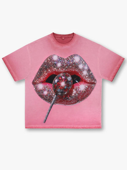 Glamorous Glitter Lips T-shirt -095