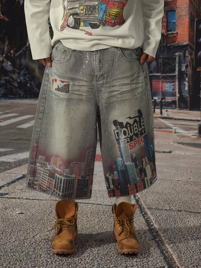 Bling NYC Pantalones Cortos Vaqueros Gráficos-577