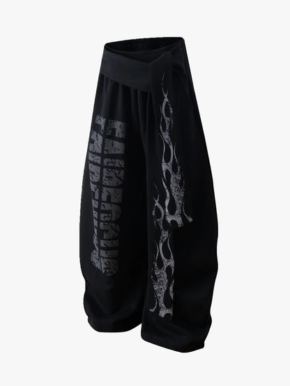 Letter Flame Patchwork Casual Pants-S1070