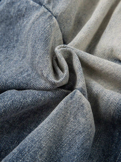 Streetwear Baggy 3D Pleated Denim Pants-S1029