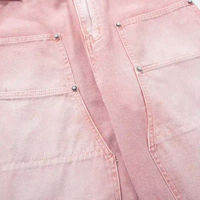 Jeans rose pâle à double genou-S1219