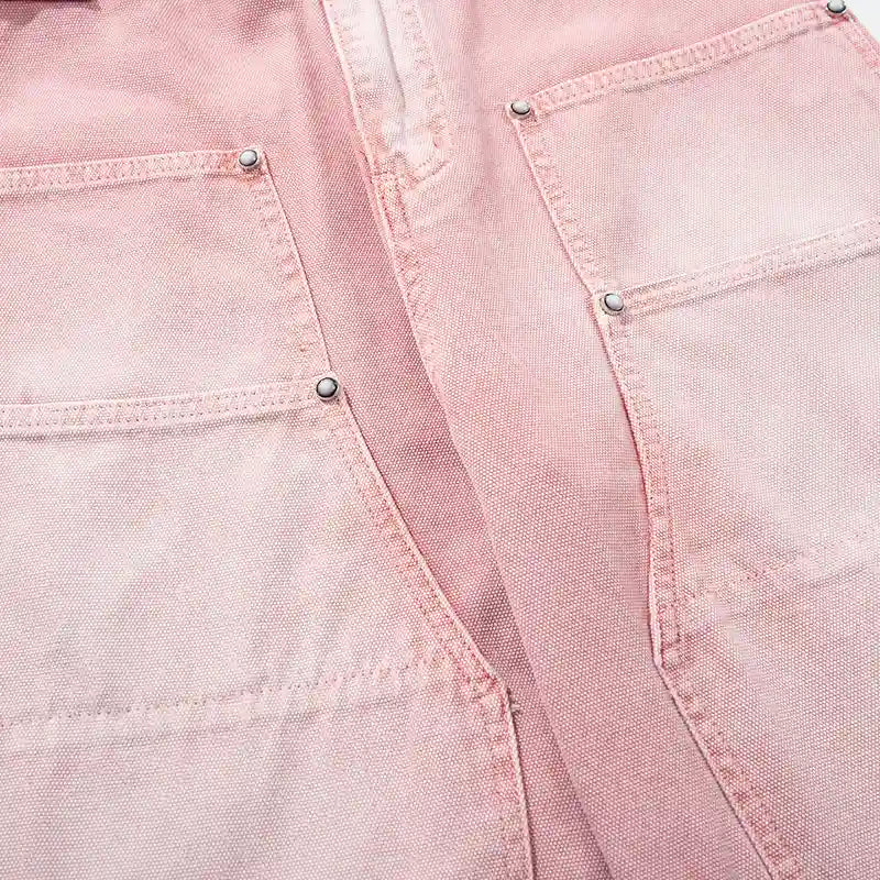Jeans rose pâle à double genou-S1219