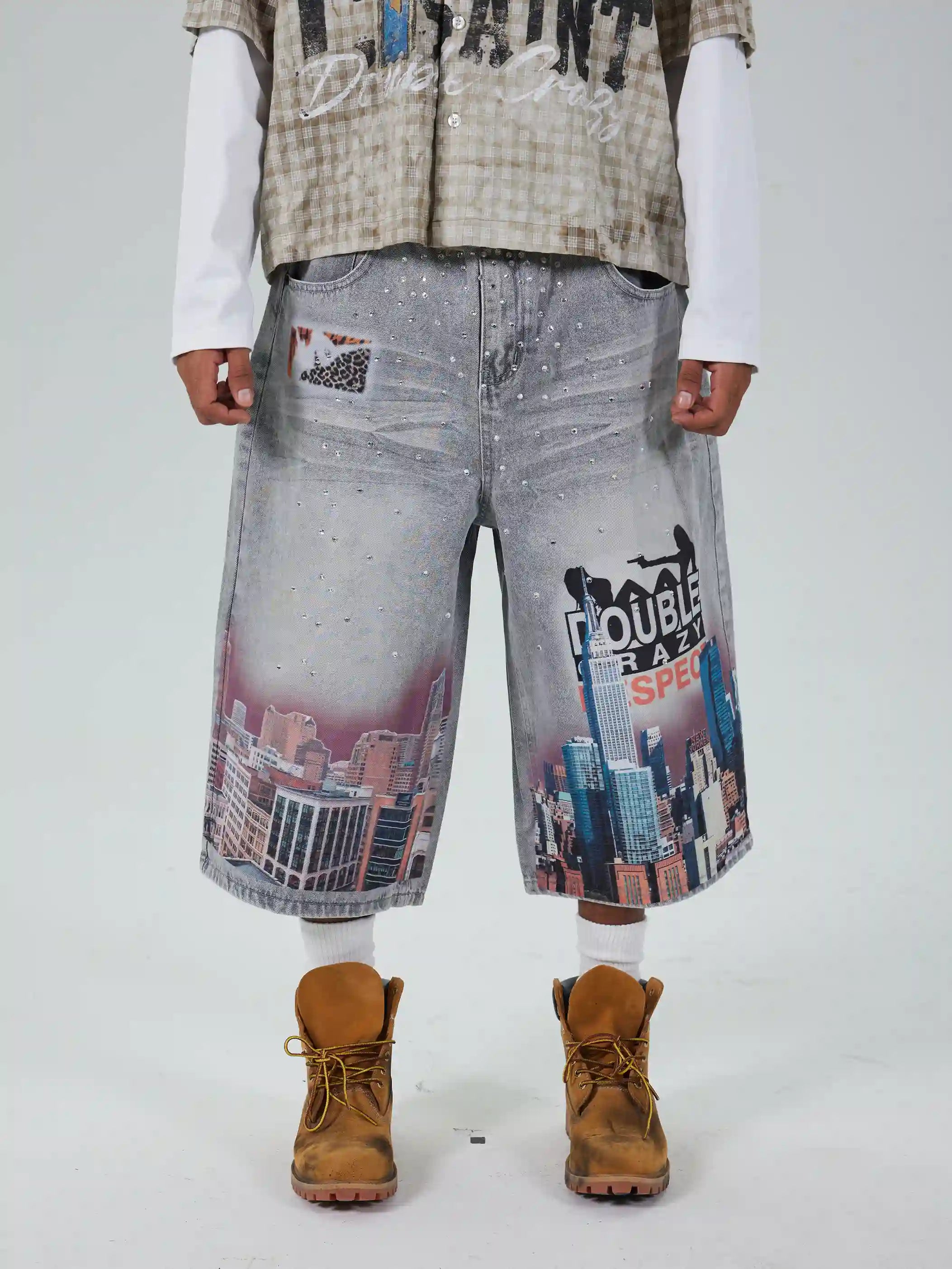 Bling NYC Pantalones Cortos Vaqueros Gráficos-577