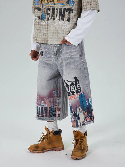 Bling NYC Pantalones Cortos Vaqueros Gráficos-577