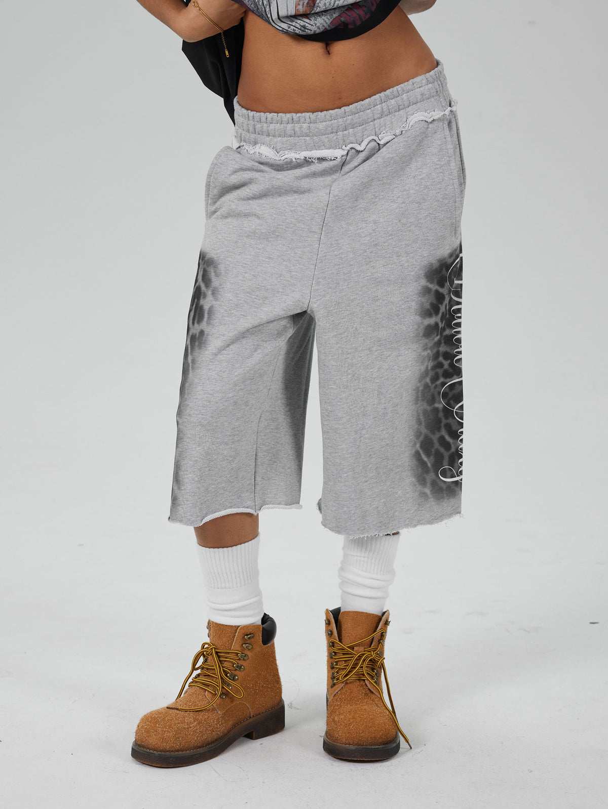 Pantalones cortos holgados con estampado de leopardo envejecido-623