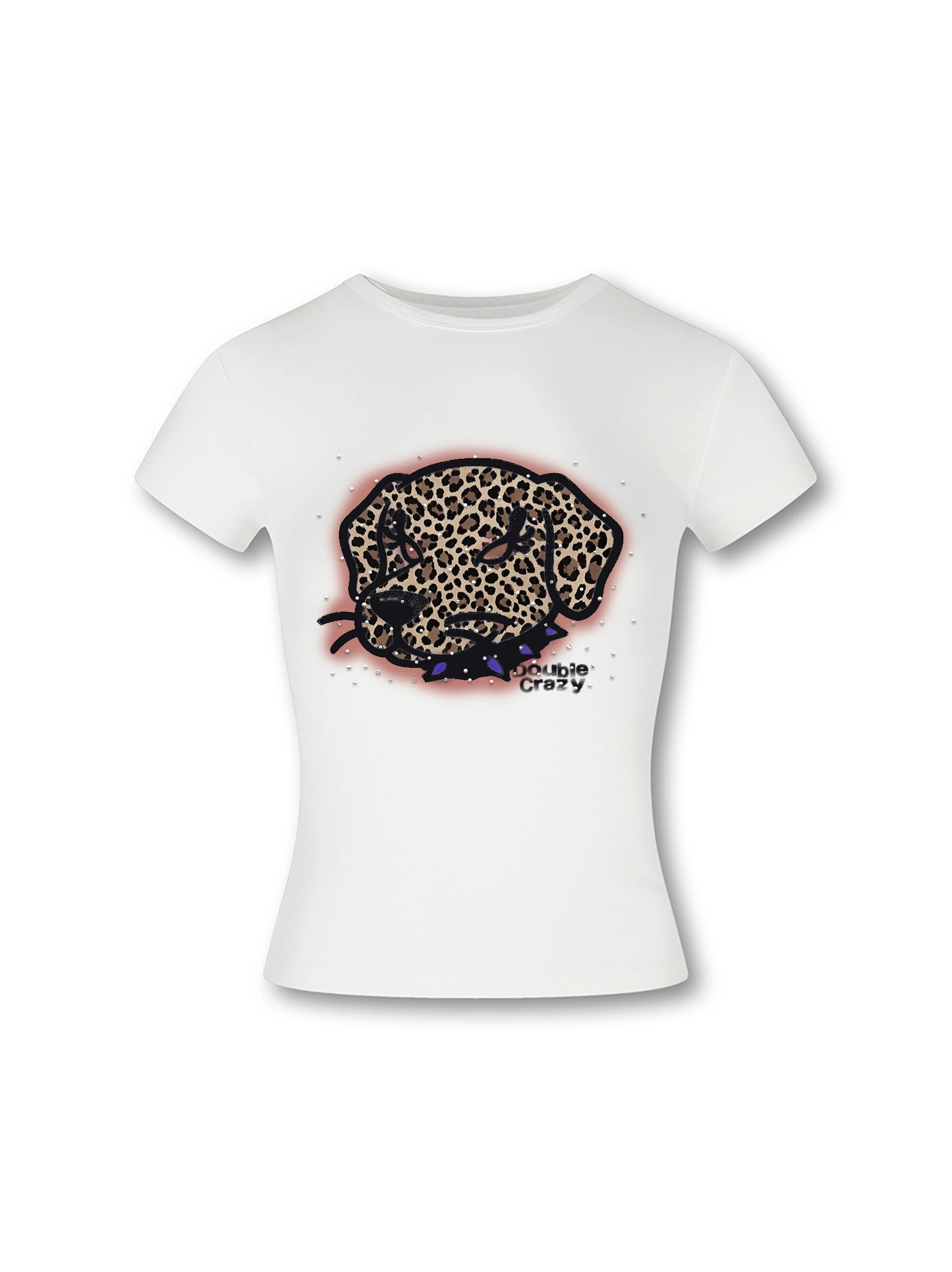 Y2K Leopard Dog Graphic Slim Tee-441
