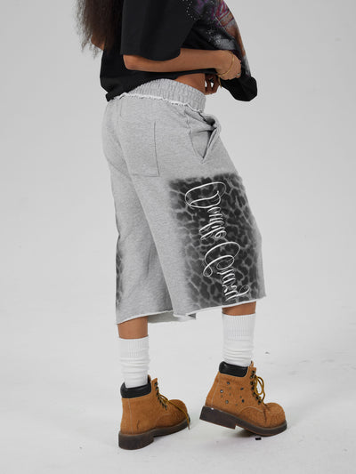 Distressed Leopard Baggy Shorts-623