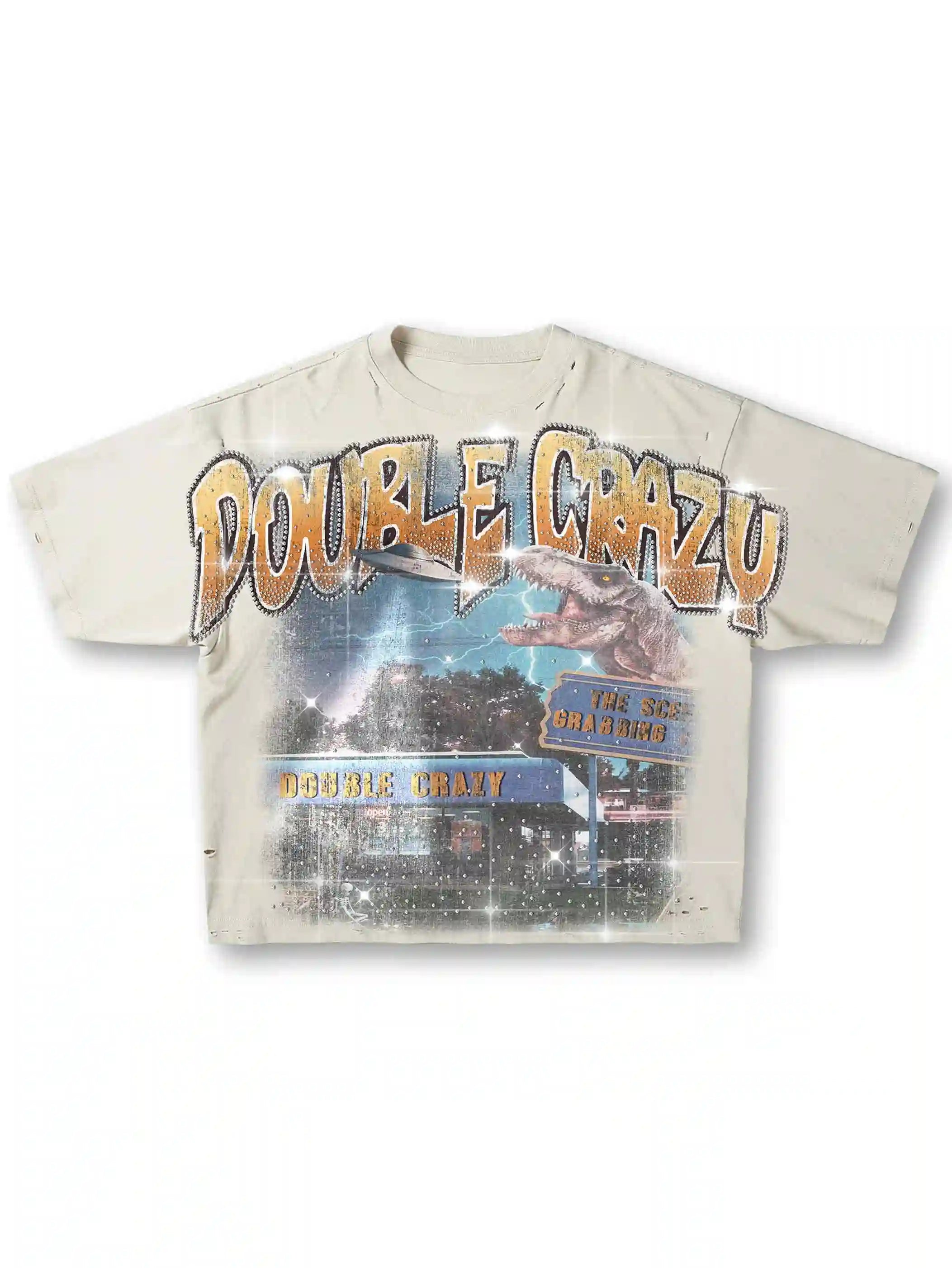 Sci-fi Dinosaur Vintage Bling Tee-538