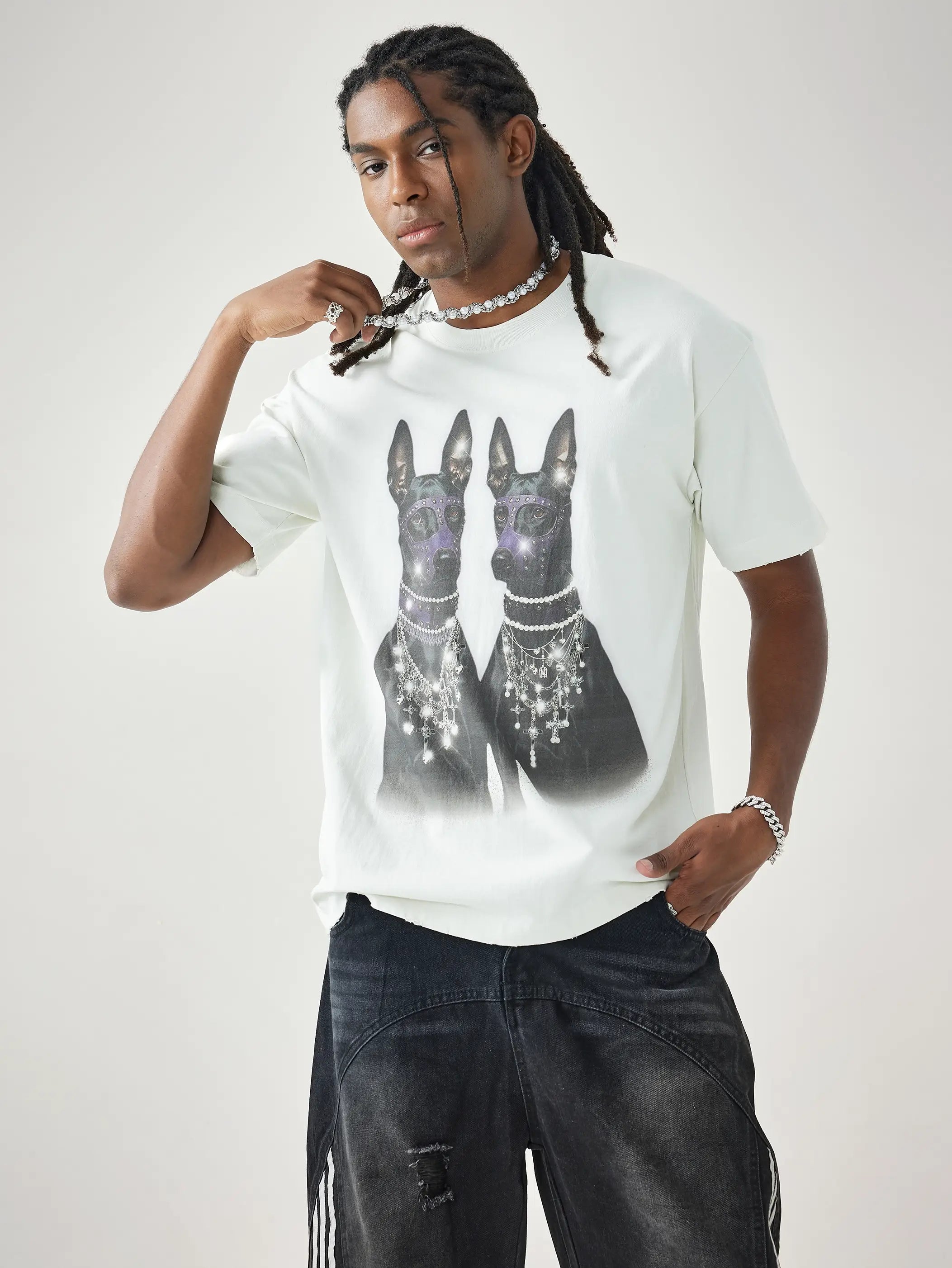 Obsidian Guardians Jewel Collar T-shirt-162