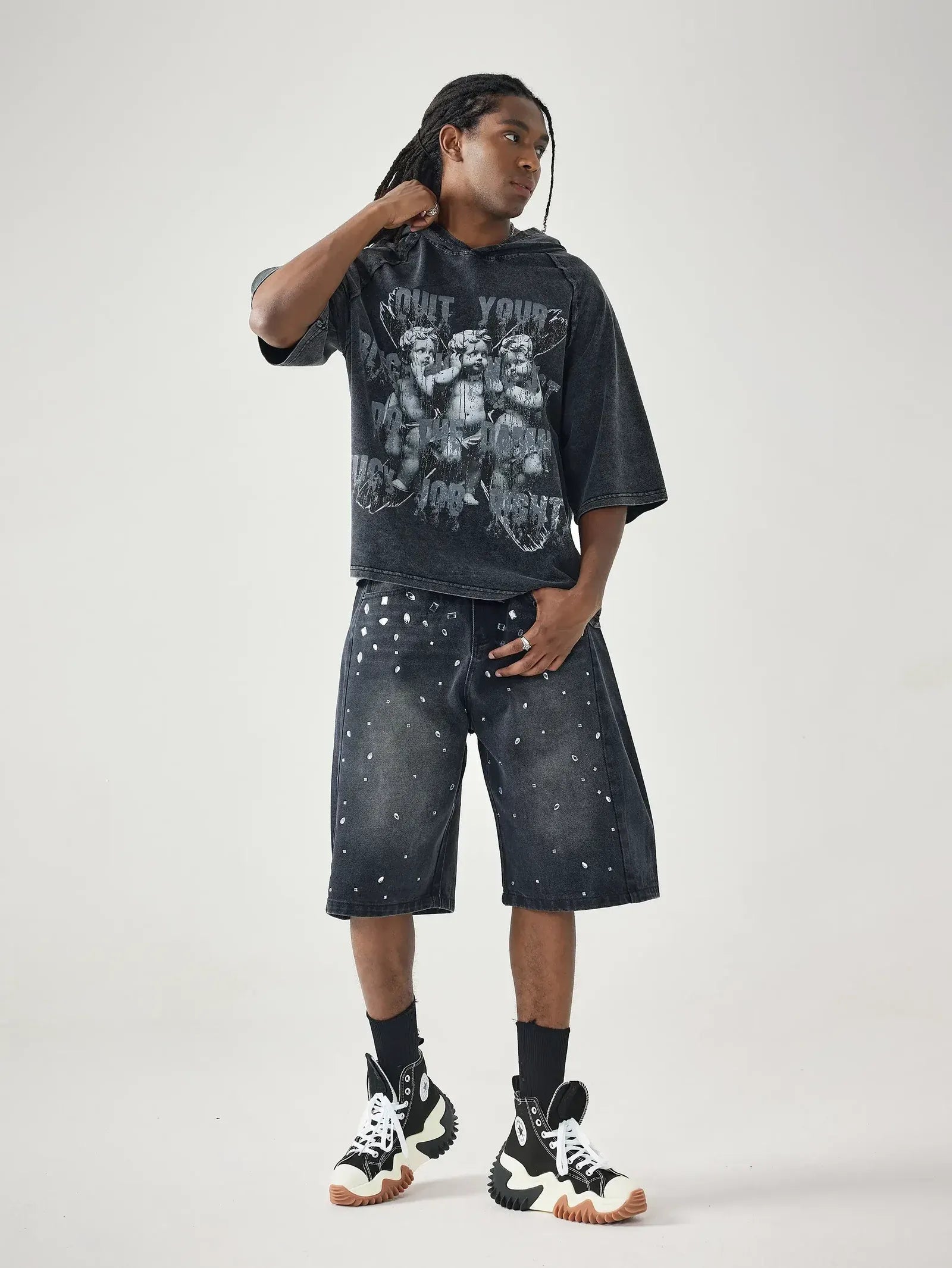 Fallen Cherubs Speak Not – Hooded T-shirt-187