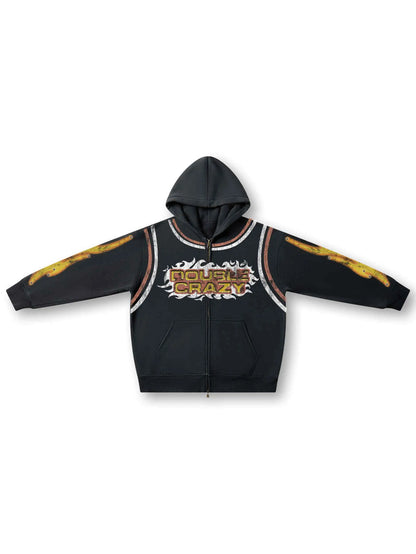 Flame Burst Zip Hoodie-379