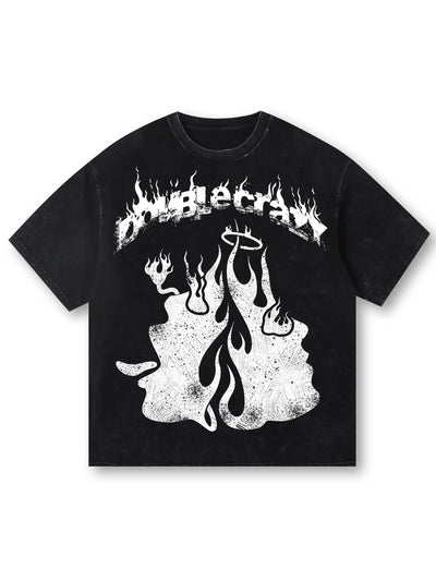 Camiseta de ángel y demonio con estampado de llamas dobles y locas-002