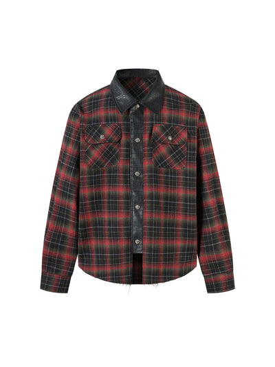 Leather Check Shirt-S1136