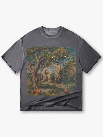 Vintage Graphic Oversized T Shirt Men Retro Painting Streetwear Tee-153-T