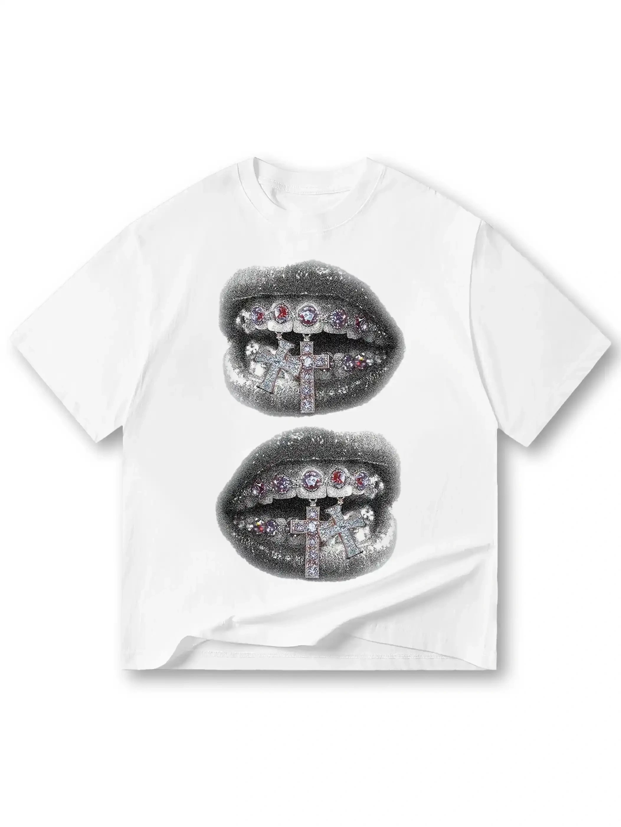 Blinged Cross Grill T-shirt-057