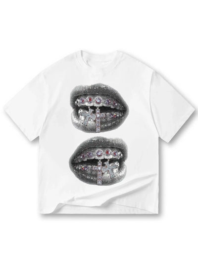 Blinged Cross Grill T-shirt-057