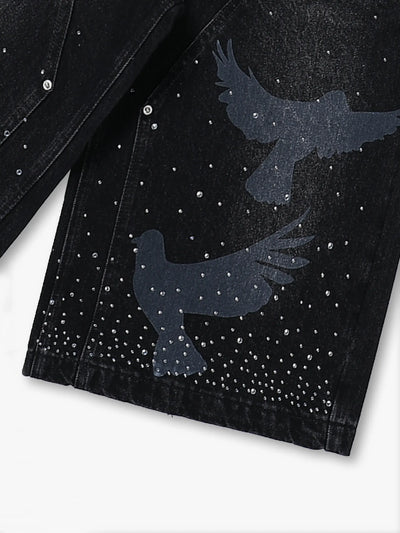 Wings of Freedom Denim Shorts-195