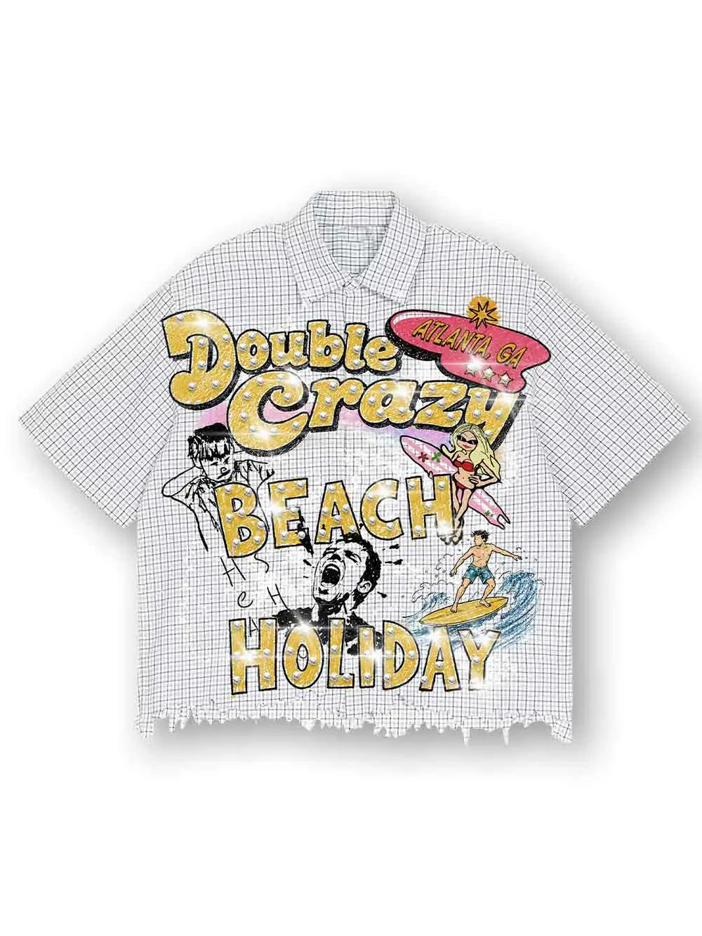 Distressed Beach Plaid Shirt-655