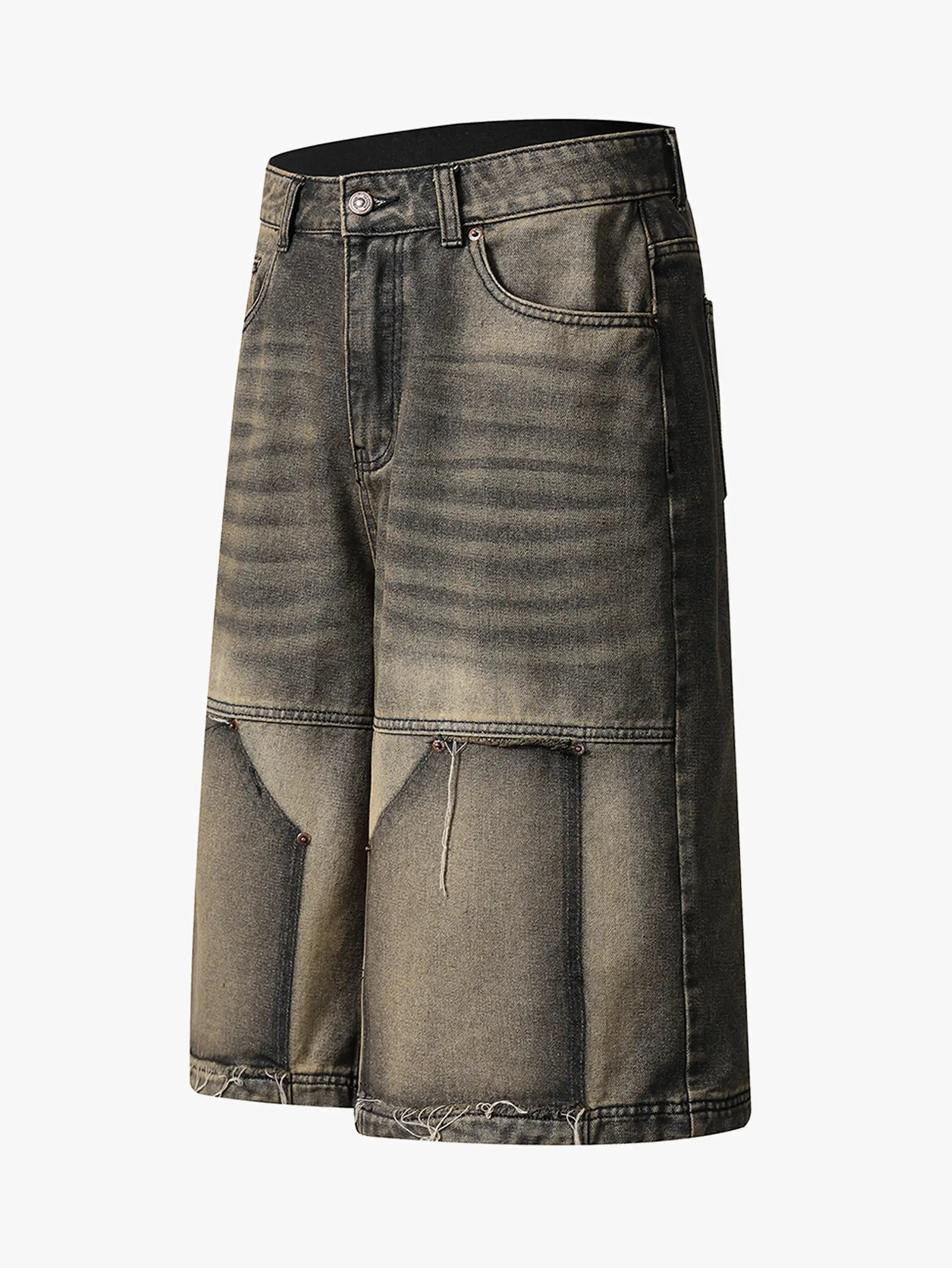 Worn-Out Vintage Denim Capri Pants-S1114