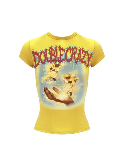 Y2K Grunge Cracked Angel Baby Tee-433