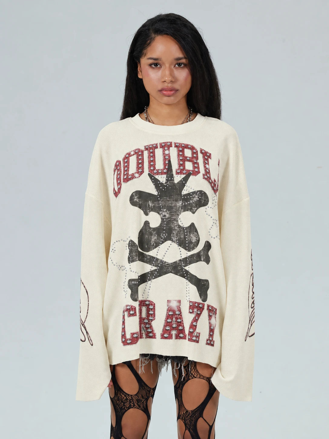 Manches longues motifs Crânes et tibias - Grunge sombre L/S-685