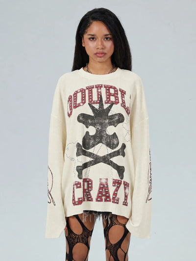 Manches longues motifs Crânes et tibias - Grunge sombre L/S-685