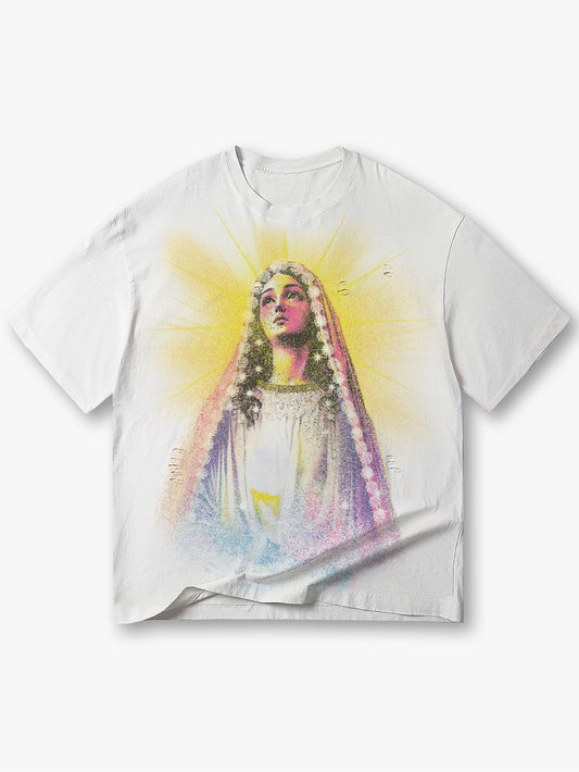 Double Crazy Graphic T Shirt Men Vintage Distressed Religious Streetwear Tee-166