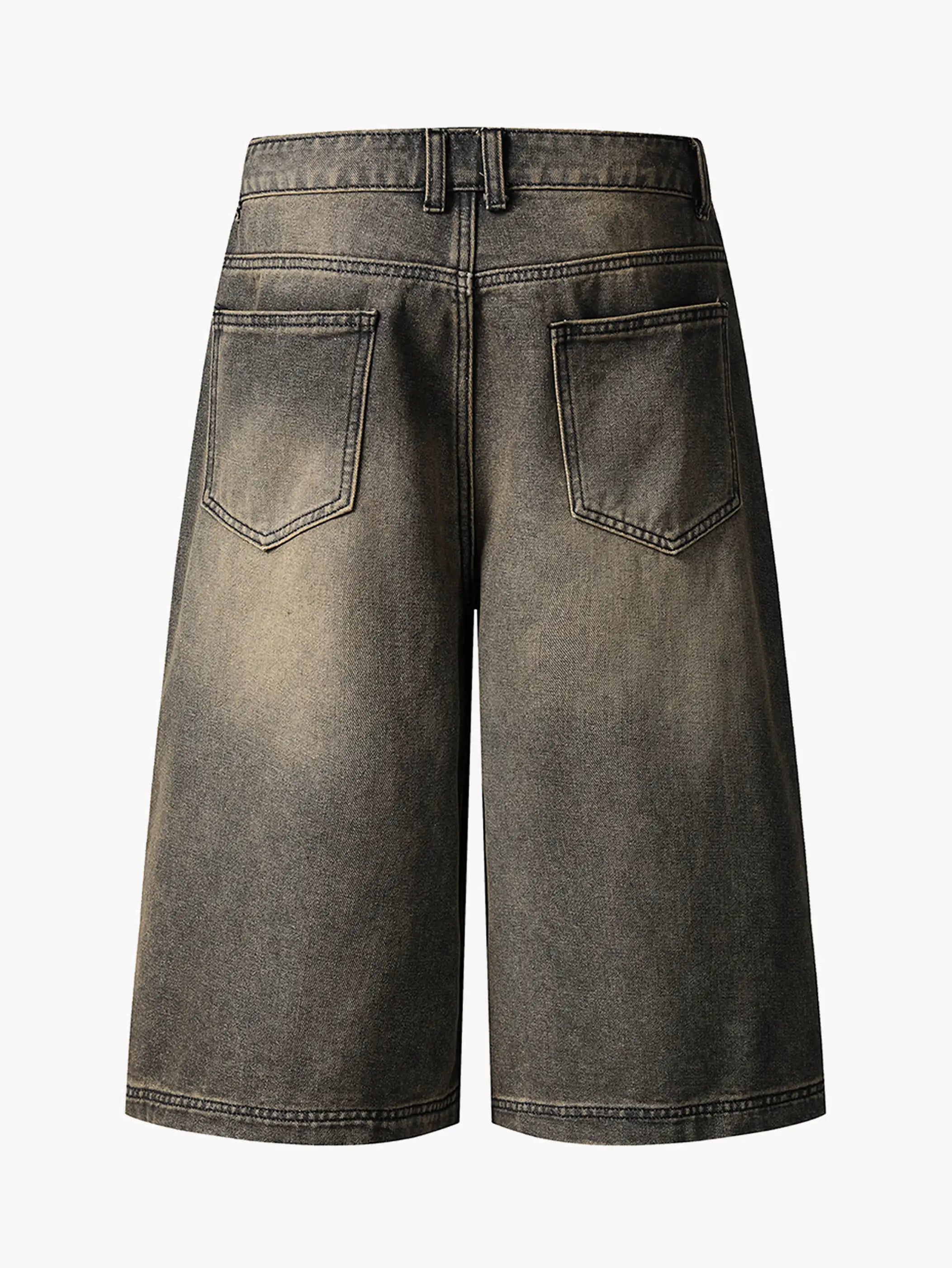 Worn-Out Vintage Denim Capri Pants-S1114