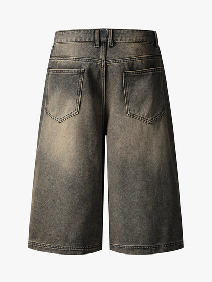 Worn-Out Vintage Denim Capri Pants-S1114