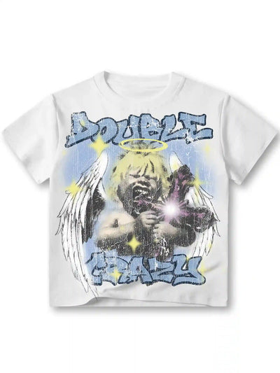 Boxy Grunge Cracked Angel Tee-434