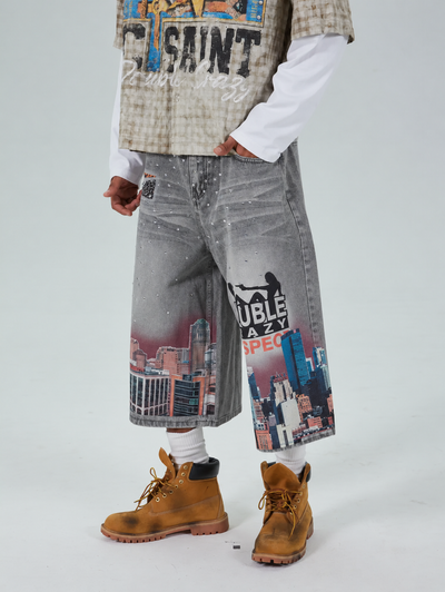 Bling NYC Pantalones Cortos Vaqueros Gráficos-577