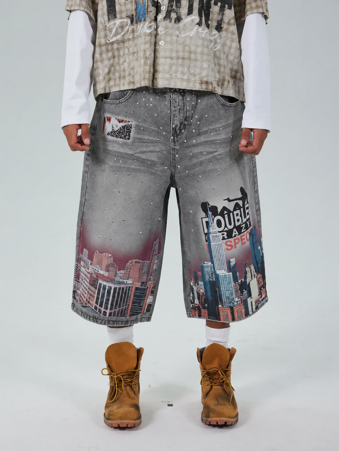 Bling NYC Pantalones Cortos Vaqueros Gráficos-577