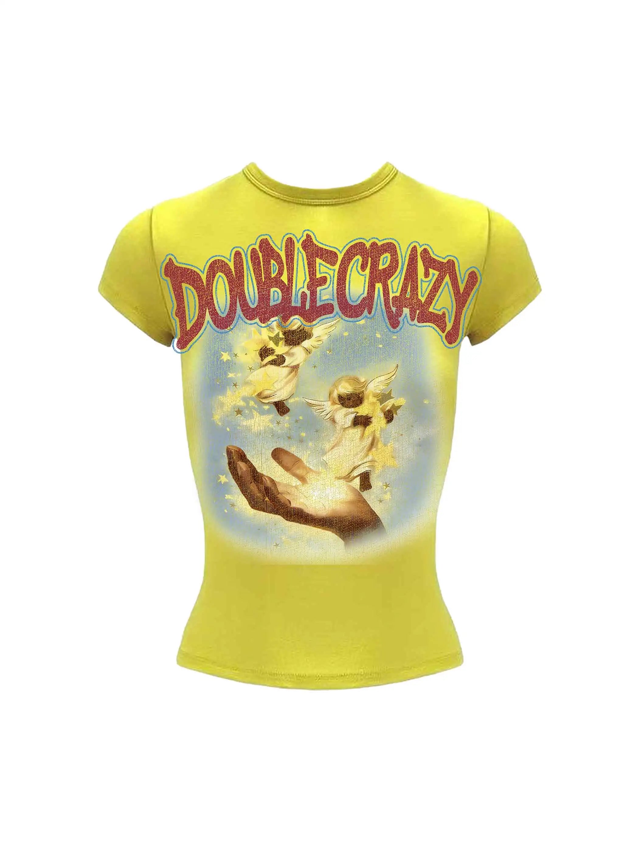 Y2K Grunge Cracked Angel Baby Tee-433