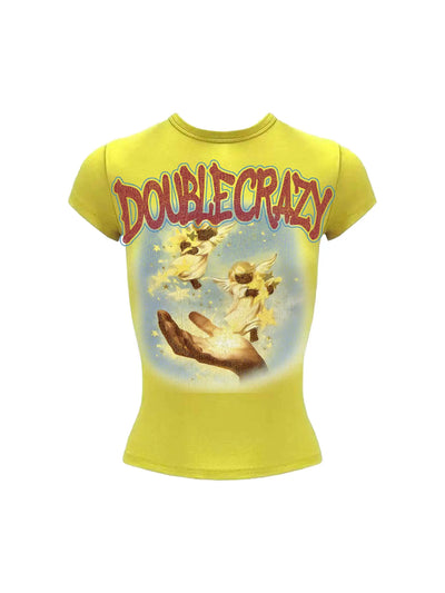 Y2K Grunge Cracked Angel Baby Tee-433