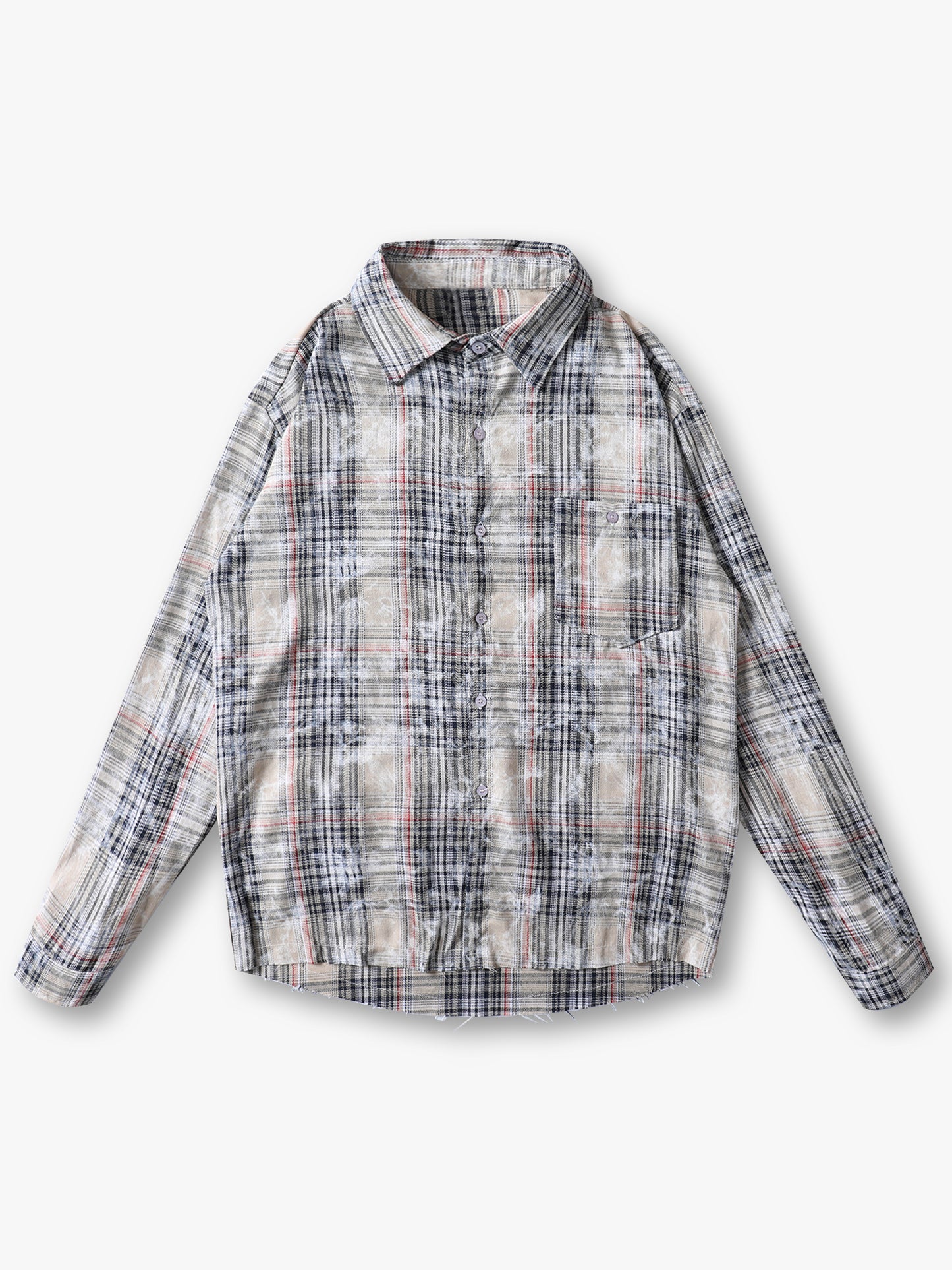 Casual Plaid Shirt with Button Front Stylish Streetwear Long Sleeve Shirt - S129