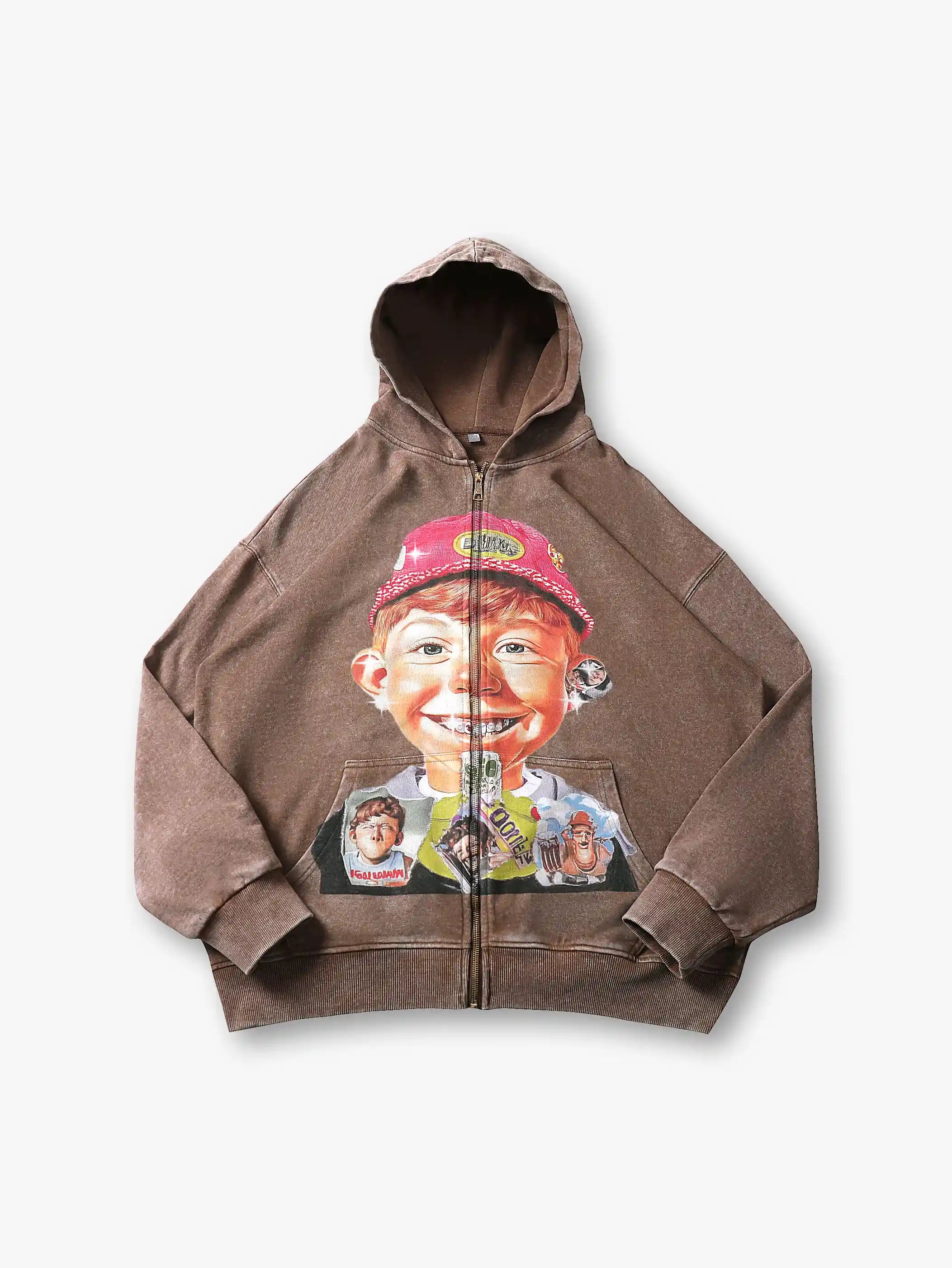 Retro Cartoon Boy Hoodie - 066