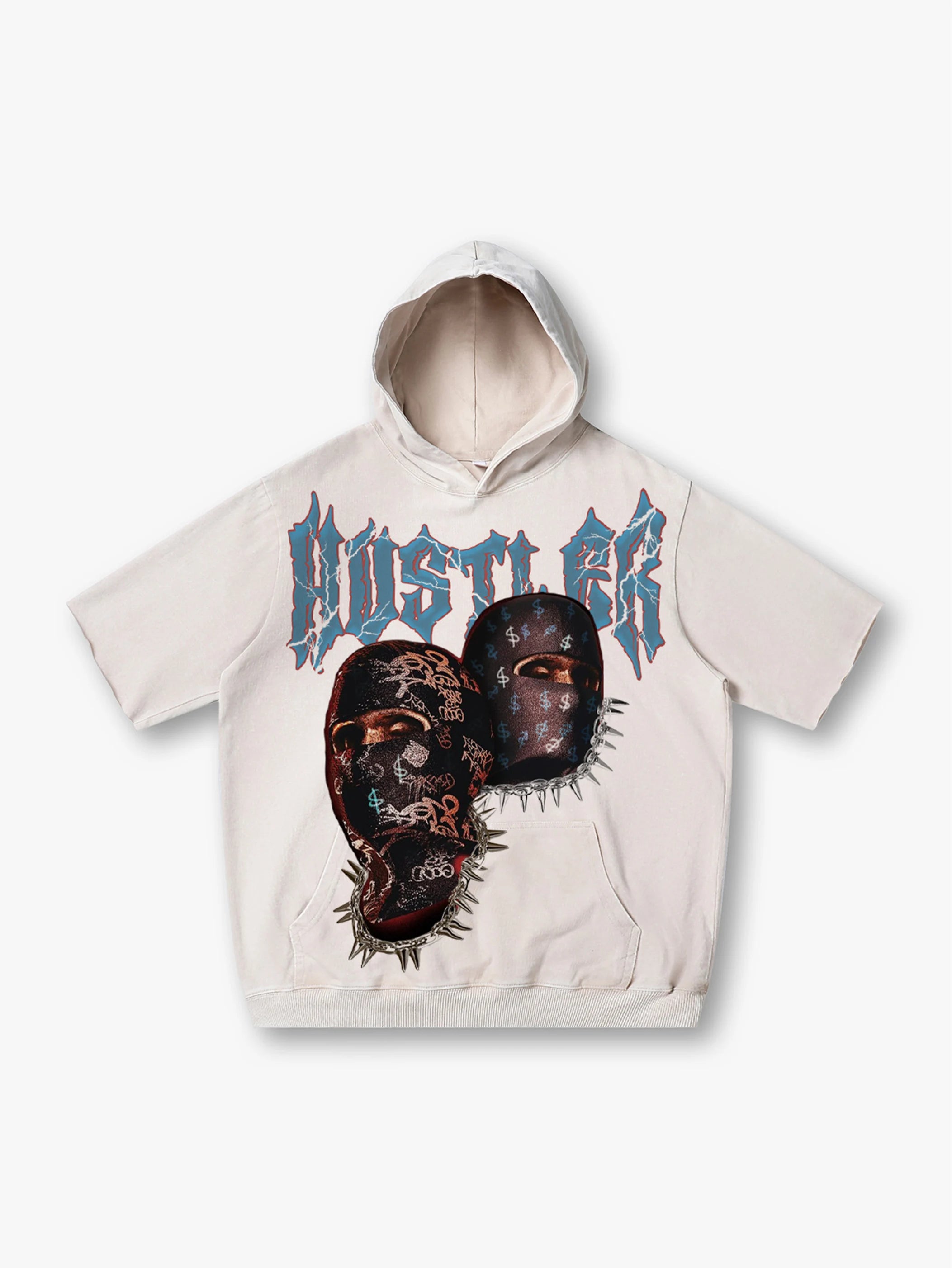 Hustler Masked Graphic Hooded T-shirt-211