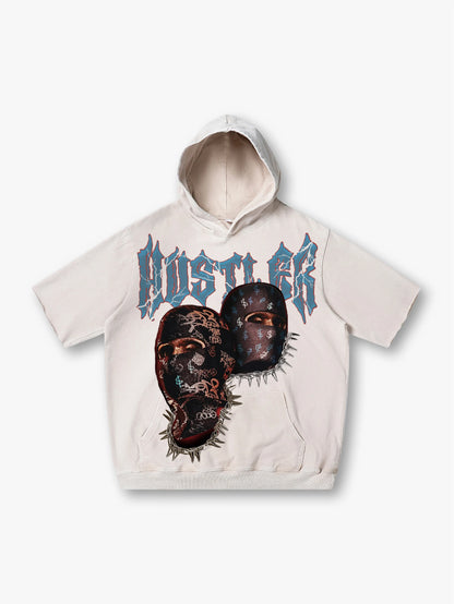 Hustler Masked Graphic Hooded T-shirt-211