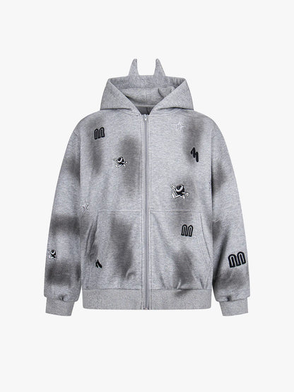 Space M8 Alien Graphic Zip Hoodie-S1122