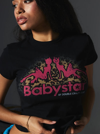 T-shirt court léopard motif fille diabolique bébé-651